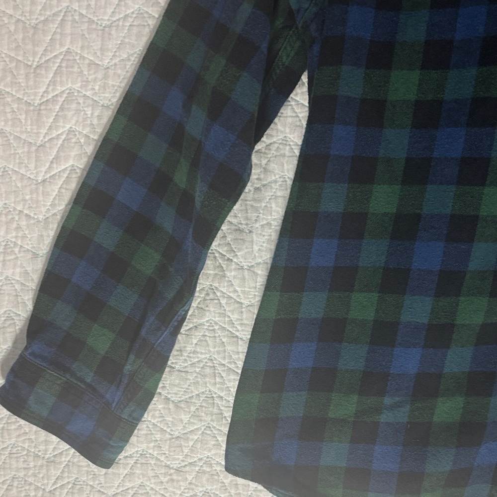 Eddie Bauer Blue and Green Plaid Button-Down Shirt Flannel 100% Cotton - Picture 5 of 9